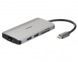 D-Link DUB-M810 8-in-1 multi-port uređaj, USB-C na Gigabit Ethernet adapter & 3-portni USB 3.0 hub (1 x BC1.2 brzi punjač), 1 x HDMI 4K, dual-slot SD/microSD Card Reader, 1 x USB-C datasync port i 100W punjač, AL kućišt