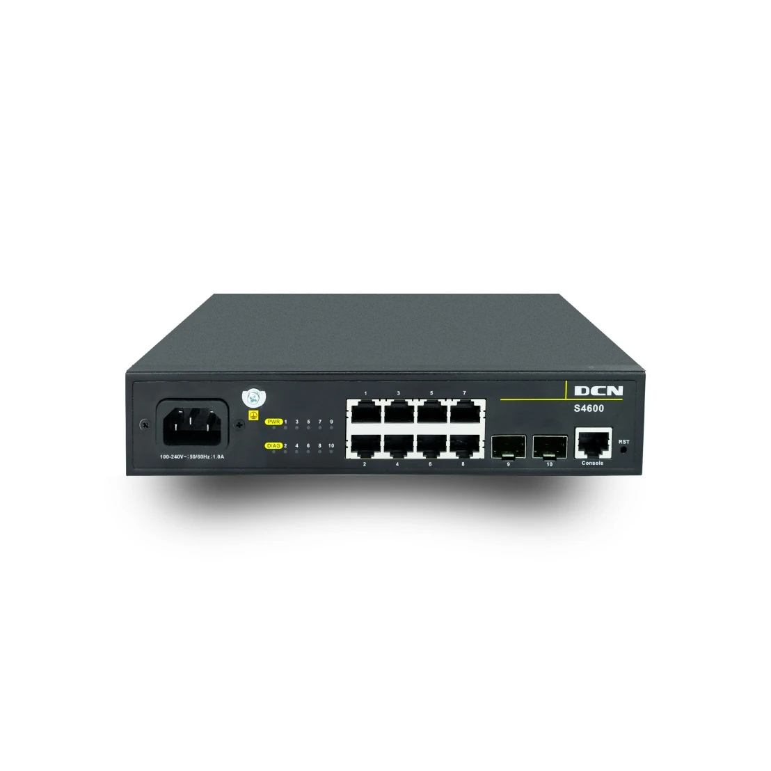 DCN L2 PoE svič S4600-10P-P-SI 10 x Gigabit (8xUTP+2xSFP) PoE/PoE+ 124W power budžet, IPv6, ACL, DoS, Ring Protection G.8032 & MRPP, OAM 802.3ah/802.3ag & VCT Digital Diagnostic Monitoring, EEE 802.3az Fanless