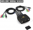 KVM DP (DisplayPort) USB svič CKL-321DP 2-port do 4K@60Hz UHD 4096x2160p sa DP kablovima, podržava Audio, HDCP 2.2, HDR10, kabl 1.8m i daljinski za kontrolu 2 DP računara sa 1 USB tastature / miša / DP monitora
