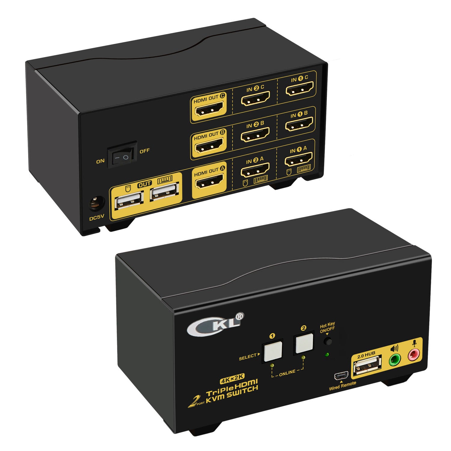 HDMI KVM USB svič CKL-923HUA, Triple Monitor, HDMI 2.0 Compliant up to 4K HDTV (@30Hz), with audio & microhpone, extra USB 2.0 port, svič mode: push button / hotkey / mouse click / wired remote / auto scan