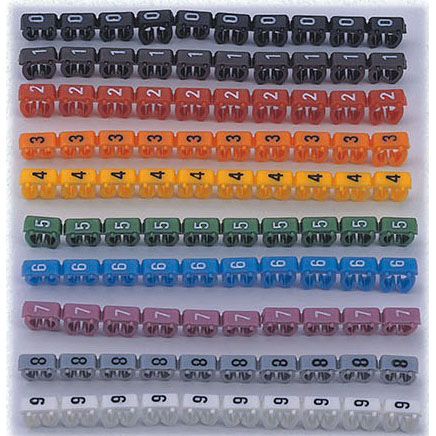 Markeri za obeležavanje kablova komplet cifara 0-9 u 10 raznih boja, pakovanje 100 markera za prečnik kabla oko 5.5mm (CM-5.5M)
