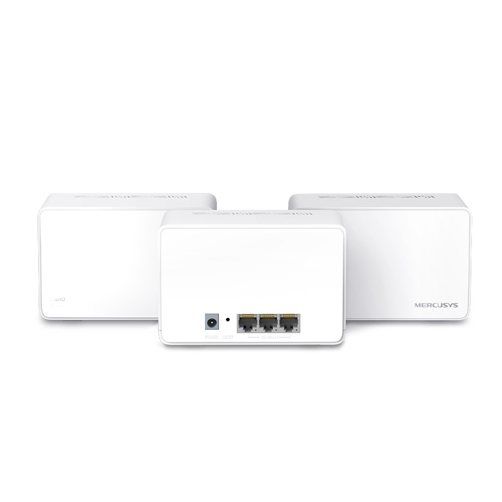 Mercusys Halo H80X AX3000 dual band WiFi 6 Mesh System 3-pack – 3 Gigabit port WAN/LAN auto-sense, Router / AP mode, roaming, roditeljska kontrola, QoS, beamforming, OFDMA, MU-MIMO, smart connect, do 150 uređaja