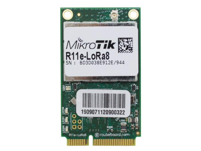 MikroTik R11e-LR8 miniPCIexpress LoRaWAN card 863-870MHz, podržava 8 različitih kanala, LBT (Listen Before Talk), Semtech SX1301 chip, temp. -40°C÷70°C