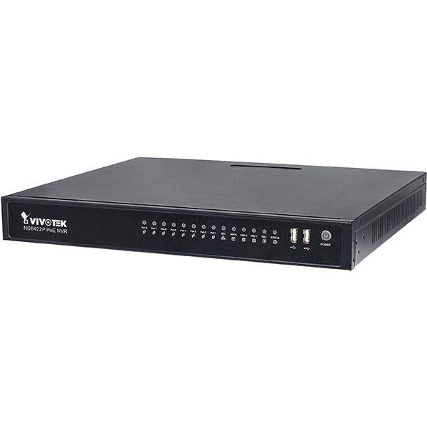 Vivotek ND8422P 16-kanalni H.264 Network Video Recorder, desktop, 8 x 802.3af PoE svič budžeta 80W, 1080P HDMI + VGA izlaz, max. 2 x HDD 3.5", 1 x GE LAN, eSATA, 3 x USB, 8 x DI + 4 x DO alarmi, VAST kompatibilan