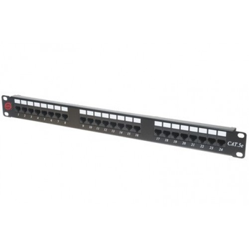 Patch panel 19"/1U sa 24 RJ-45 UTP kat. 5E, dual Krone LSA & 110 IDC reglete (UP5E-24-1U)