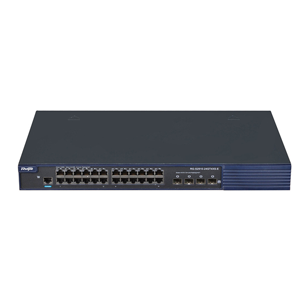 Ruijie RG-S2910-24GT4XS-E L3 svič, 24xGE + 4x10G SFP/SFP+, kapacitet 96Mpps, RIP, VRRP i RLDP, ERPS (G.8032), Network Virtualization (VSU) do 9 članova steka, Dynamic Network Protection (CPP/NFPP), EEE 802.3az