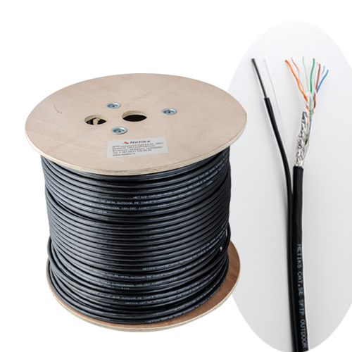 STP eksterni samonoseći kabl kat. 5E sa čeličnom žicom (outdoor) - širmovan, 100% bakar puna žica 24AWG (STP C5E 100 S24 PE MS)