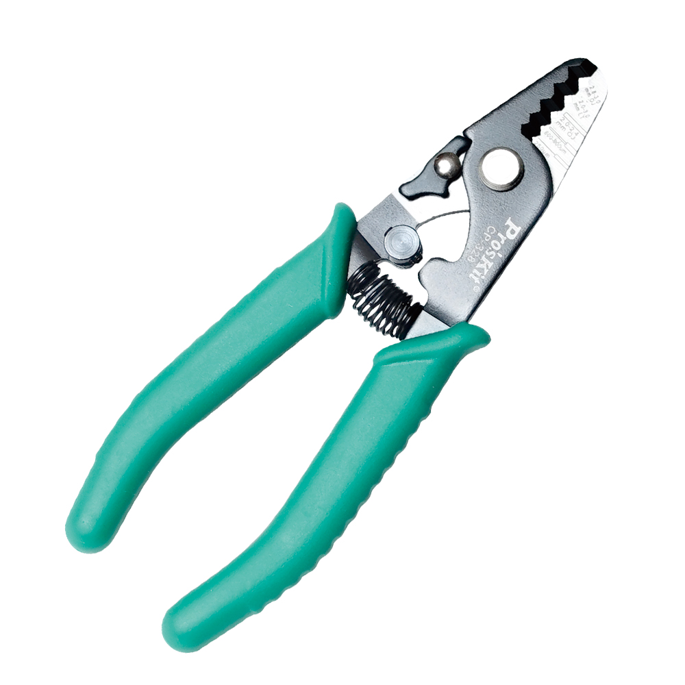 Striper za fiber optičke kablove, podesiv, multifunkcionalni 5-u-1: za spoljni plašt 2.8-3.0mm, za široku cev 2.0-3.0mm, za omotač 2.0-2.4mm, za bafersku presvlaku 600-900µm i za akrilat 250µm (CP-328)