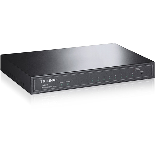 TP-Link TL-SG1008MP PoE+ svič 8-port Gigabit 10/100/1000Mb/s 802.3af/at do 126W (30W po portu), desktop /19" rack, PoE Port Priority Function - Overload Arrangement, 802.3x flow control, Eco energy-efficient