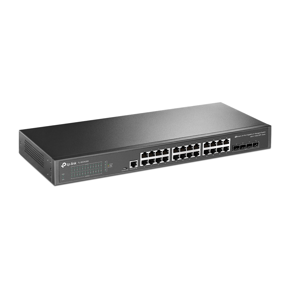 TP-Link TL-SG3428X Omada L3-lite upravljiv cloud svič 24 port 10/100/1000Mb/s + 4 x 10GbE SFP+, VLAN, SNMP, RMON, L2~L4 QoS, IGMP, ACL, port security, Zero-Touch Provisioning, Web / iOS / Android / Win / Linux ap
