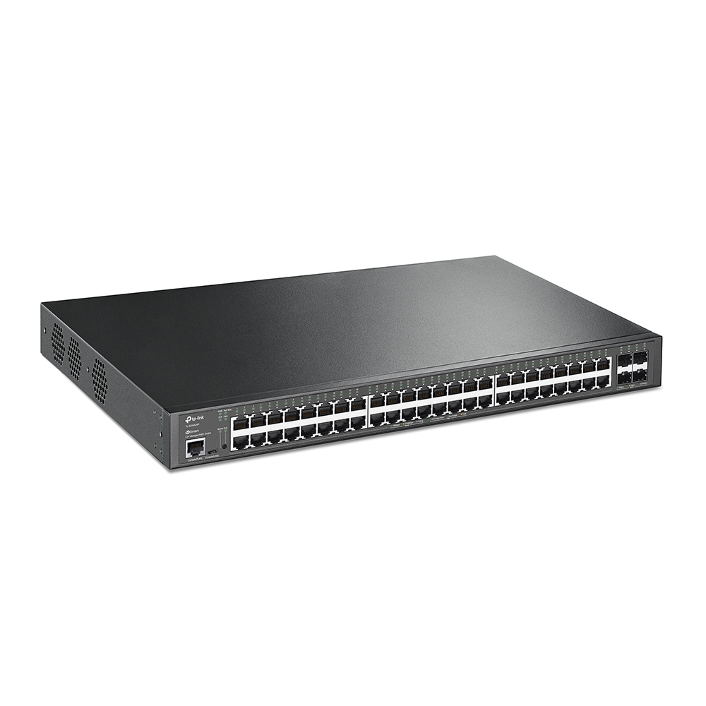 TP-Link TL-SG3452XP Omada PoE+ L3-lite upravljiv cloud svič 48 x 10/100/1000Mb/s PoE 802.3at/af do 500W + 4 x 10GbE SFP+, VLAN, SNMP, RMON, L2~L4 QoS, IGMP, ACL, Zero-Touch Provision, Web / iOS / Android / Win / Linux ap