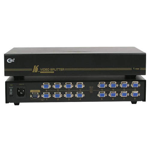VGA spliter CKL-916B 1-IN/16-OUT bandwidth 450MHz, 2048x1536p, extend the signal up to 75m, rackmount 19"